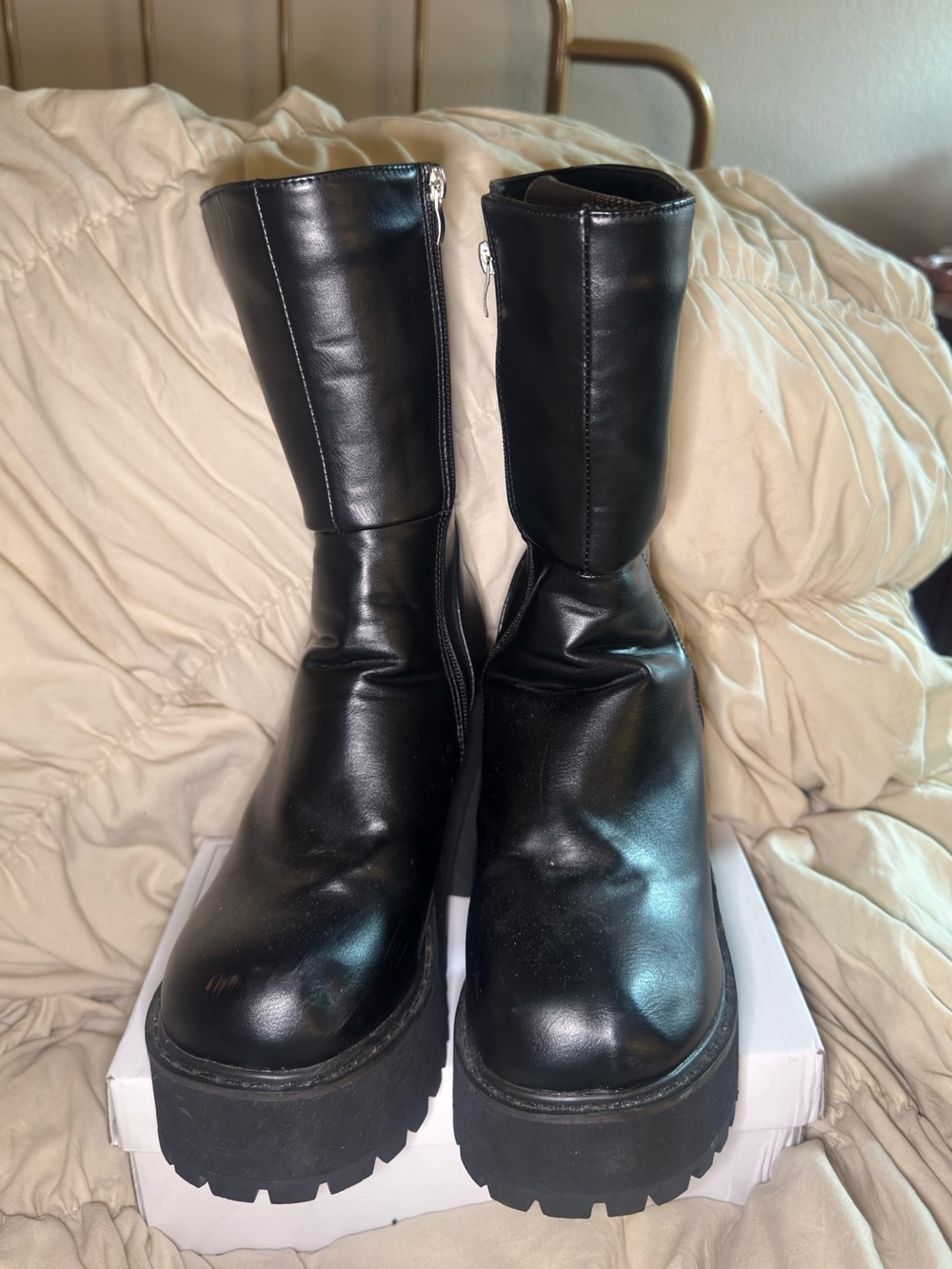 Dolls Kill Black Chunky Platform Ankle Boots - Picture 3 of 4